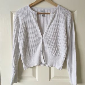 ✿ Outline White Cable-knit Cardigan Size M